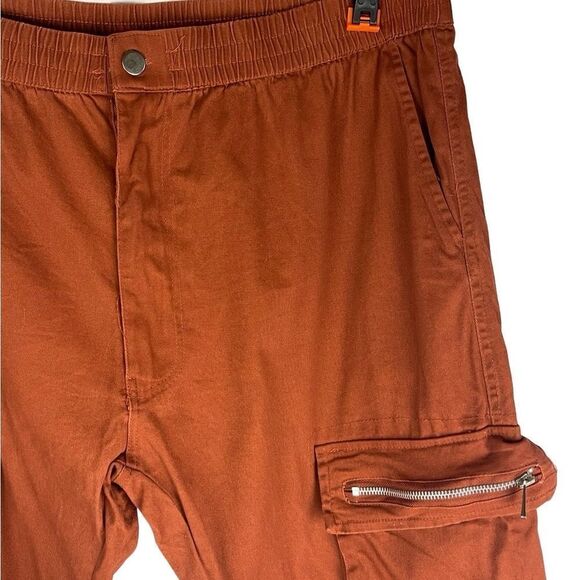 Nova men brick red pull up cargo pants sz 40 elasticized waist zip front pockets - Picture 4 of 6